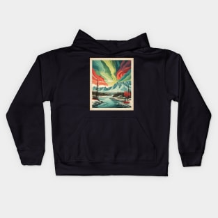 Yellowknife Canada Aurora Borealis Vintage Travel Poster Tourism Art Kids Hoodie